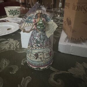 Jim Shore Angel Figurine with Winter Village Scene